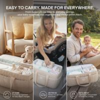 Cesto Organizador de Fraldas para Bebê Mais Vendido, Cesto de Presente para Chá de Bebê, Cesto de Armazenamento para Berçário com Alças para Itens Essenciais de Recém-Nascidos