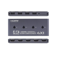 Commutateur KVM USB 4 ports Oright avec HDMI2.0, 4 ports USB2.0, 4K 60Hz HDCP2.2, en alliage d'aluminium, prend en charge 4 ordinateurs