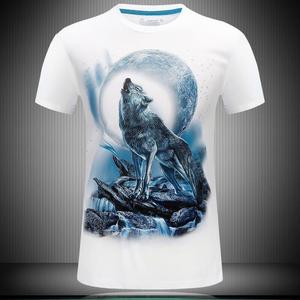 เสื้อยืดแขนสั้นลำลองสำหรับผู้ชายพิมพ์ลาย3D หมาป่าและสิงโตเอฟเฟกต์สเตอริโอสุดเท่180กรัมน้ำหนักผ้าทรงหลวม - Product Image 4