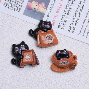 Mignon café chat dessin animé <span class=keywords><strong>bricolage</strong></span> résine pince à cheveux <span class=keywords><strong>bricolage</strong></span> trou chaussures <span class=keywords><strong>fleur</strong></span> indésirable téléphone pendentif accessoires - Product Image 4