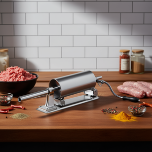 Embutidora manual de salchichas de 2.5L, máquina horizontal de procesamiento de carne de acero inoxidable con abrazadera tipo U, de grado alimenticio, para uso doméstico y comercial. - Product Image 2