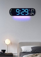 Horloge murale numérique LED à écran couleur avec grands chiffres, affichage de la température, atténuation automatique et minuterie