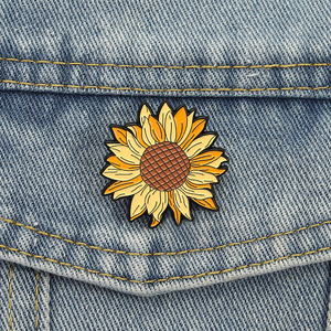 Mooie Zonnebloem Emaille Spelden Romantische Bloem Broches Metalen Revers Badge Decoratie Sieraden Geschenken Groothandel - Product Image 1