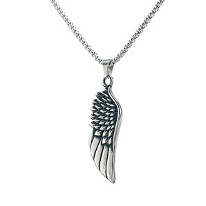 Custom Punk Dainty 316L Stainless Steel Men's <b>Charm</b> Necklace Box Chain Fine Jewelry <b>Angel</b> Wings Necklace for Men - Product Image 4