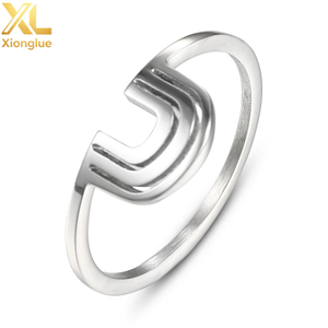 Stainless Steel Women Trendy Jewelry Wall Rainbow Shape <b>Stacking</b> <b>Ring</b> - Product Image 2