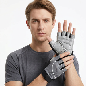 Gants de cyclisme unisexes en cuir de vachette imprimé, légers, respirants, antidérapants, pour l'été, demi-doigts, équipement sportif, gym, conduite, pêche - Product Image 1