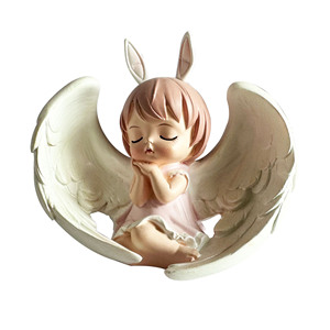 Usine en gros personnalisé mignon oreilles de <span class=keywords><strong>lapin</strong></span> ange fille Statue résine artisanat ornement décoration de la maison fille cadeau - Product Image 1
