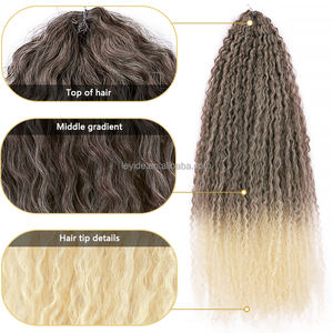 Venta al por mayor suave esponjoso 28 pulgadas Ombre sintético Afro rizado ganchillo trenza pelo brasileño rizos onda trenzado pelo para mujeres - Product Image 4