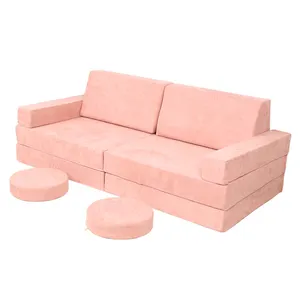 10pcs velvet fabric kids play couch kids sectional sofa set spring home furniture babies and kids foldable couch