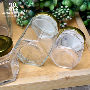 Lọ Thủy Tinh Trong Suốt Hình Lục Giác Cho Thạch Mứt 50Ml 70Ml 100Ml 300Ml 750Ml Lọ Thủy Tinh Lưu Trữ Nhà Bếp Có Nắp Màu Vàng - Product Image 6
