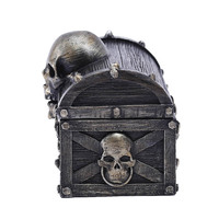 Coffret au trésor miniature en résine personnalisée OEM, crâne de pirate viking en relief, décoration d'intérieur, boîte de rangement