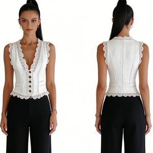 Débardeur en dentelle pour <span class=keywords><strong>femme</strong></span> - Gilet corset sans manches boutonné devant - Vêtements pour <span class=keywords><strong>femme</strong></span> Sehe Fashion - Product Image 6