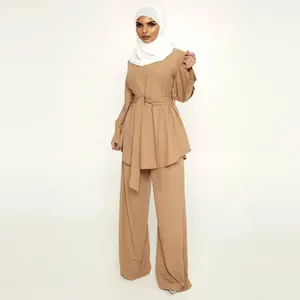 Vestito musulmano di alta qualità fornitore di pantaloni larghi larghi abbigliamento moda ufficio musulmani modesti Abaya set