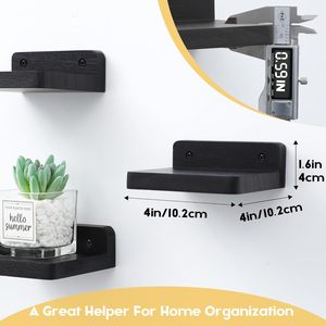 <b>Small</b> Modern Floating <b>Shelf</b> 4x4 Inch Lightweight Easy Install Wood Wall Mount Classic Mini Storage <b>Shelves</b> Bedroom - Product Image 3