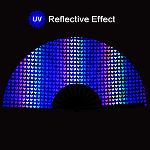 Dalam Stok Wanita Reflektif Lucu Pesta Besar Rave Festival Kipas Tangan Genggam Bambu Lipat Kipas Klack - Product Image 2