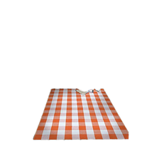 SEEKSEE Karpet Katun Motif Kotak-kotak Buffalo 4x6 Oranye & Putih, Keset Pintu Tipis & Karpet untuk Penggunaan Dalam/Luar Ruangan