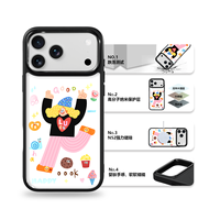 Coque de téléphone AG Feeling Black Edge avec motif doré et grille pour iPhone 17, 17 Pro Max, 16 Pro, 15, 15 Pro Max – Coque magnétique