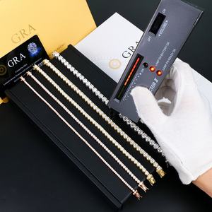 Pulsera de Tenis S925 con Cuatro Garras con Incrustaciones de Moissanita Redonda de Corte Brillante de 3 mm, Color DEF, Varios Colores de Chapado para Elegir - Product Image 6