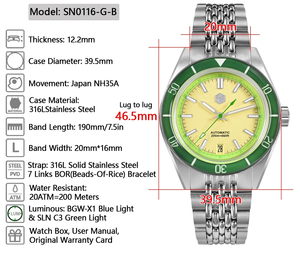 San Martin SN0116B 39,5mm Reloj DE BUCEO DE VERANO Moda <span class=keywords><strong>Fun</strong></span> Fruit Series Hombres Relojes deportivos NH35 Reloj mecánico automático 20 ATM - Product Image 6