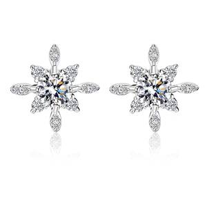 S925 Sterling Silver Moissanite Stud <strong>Earrings</strong> for Women with Snowflake <strong>Frozen</strong> Design Elegant and Versatile - Product Image 2