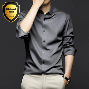 Camisa de Hombre Premium Mercerizada Brillante de Alta Calidad con Logotipo Personalizado, Camisas Casuales de Manga Larga y Corta para Hombre, <span class=keywords><strong>Sin</strong></span> Plancha, Formales - Product Image 1