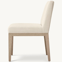 Chaises de salle à manger modernes de style crème, luxe léger, avec cadre en bois et dossier en tissu, pour la maison et l'hôtellerie