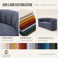 Canapé trois places en chenille compressée, design incurvé enveloppant pour salon moderne
