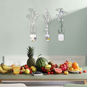 3D Flower Vase <b>Mirror</b> <b>Wall</b> Stickers DIY Acrylic <b>Wall</b> Sticker Living Room Bedroom Decoration Self-adhesive <b>Mirror</b> Stickers 3pcs - Product Image 6