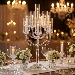 Candélabre en cristal élégant à haute transparence, 120 cm, porte-bougie géant pour mariages et événements de Noël de luxe, fait main, imprimé UV - Product Image 2