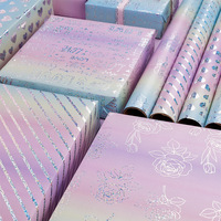 Papier d'emballage DAMAI violet pour fête de la Saint-Valentin, thème sirène sous la mer, à rayures florales, en papier couché, cadeau d'anniversaire pour filles