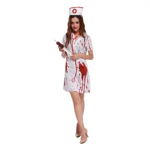 Kostum Seragam Seksi Halloween Dokter Bedah Perawat Zombie Berdarah Kostum Wanita