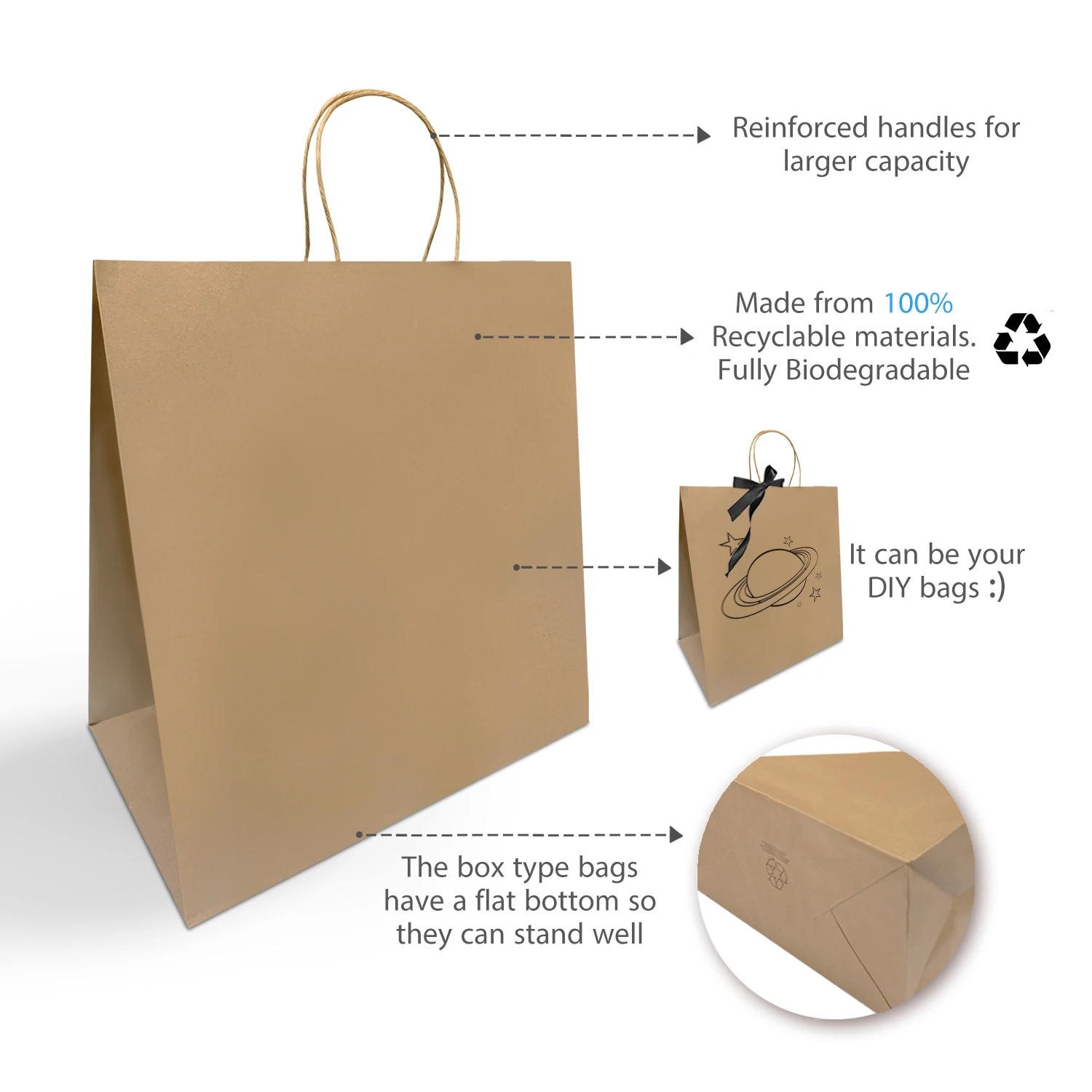 Kraft Paper Bags with Twisted Handles 14x8x14 inches