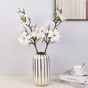 Simulated Magnolia Flower <b>Artificial</b> Flower High Simulation Plastic Long <b>Stem</b> Home Decoration Living Room Ornament - Product Image 2