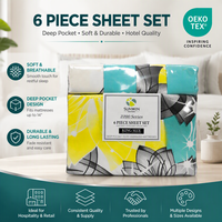 Ensemble de draps-housses 6 pièces 100 % microfibre brossée, ensemble de literie moderne King avec taies d'oreiller, faible MOQ, livraison rapide