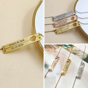 Women's Gold Chain Stainless Steel Chunky Curb Bracelet Custom Engrave Logo Cuban Link <b>Silver</b> Bar Womens Necklace Fine Jewelry - Product Image 4