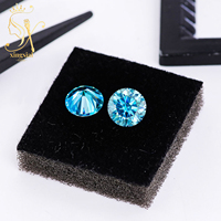 Pierre de Moissanite Synthétique en Vrac Bleu Océan 1ct Clarté VVS1 Coupe Ronde avec Effet Feu pour Bijoux Fins - Vente en Gros