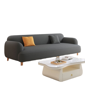 ชุดโซฟาแบบแยกส่วนครีมกำมะหยี่สไตล์นอร์ดิกพร้อมเตียงขนาดเล็กหรูหราสำหรับใช้ในบ้านและเช่าห้องนั่งเล่นอพาร์ทเมนต์ - Product Image 3