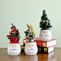 D6135 Nouveaux pots de fleurs de Noël en ciment, motif Père Noël, pour la décoration de la maison et du bureau