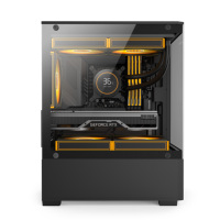 ESGAMING Factory Tempered Glass Computer Tower Case Gaming Atx Pc Case M-ATX ITX Desktop Mid Tower Pc Case With Power Supply