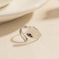 Bague de doigt ajustable en acier inoxydable simple et tendance, géométrique irrégulière et volumineuse, pour femmes