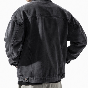 Chaqueta Vaquera Negra Personalizada de Alta Calidad para Hombre, Chaqueta Vaquera Bordada Holgada y a la Moda para Primavera y Otoño - Product Image 3