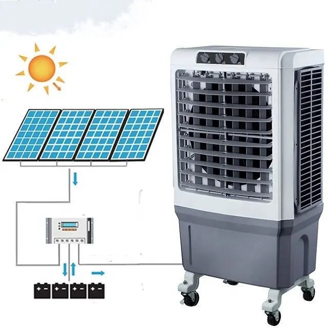 Slimme Zonne-Energie Oplaadbare Ac Dc Draagbare Luchtkoeler Verdampingslucht Climatizadores Ac Climatiseur Draagbare Airconditioner