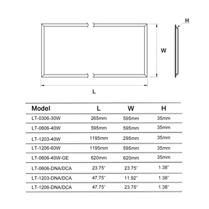 2x2 2x4 ft cornice quadrata sottile retroilluminata piatta 600x600 luce interna 60x60 pannello luminoso a led