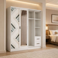 Armoire de chambre à coucher moderne et durable avec porte coulissante en acier à rayures grises imprimées