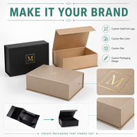 Boîte cadeau en papier personnalisée avec logo personnalisé, boîte cadeau magnétique pliable noire avec doublure en satin, emballage plat en carton rigide pour bijoux