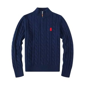 Maglione Invernale da Uomo alla Moda con Mezza Zip in <span class=keywords><strong>Cotone</strong></span>, Nuovo Top Lavorato a Maglia con Logo Frontale - Product Image 1