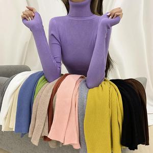 <span class=keywords><strong>Pull</strong></span> en maille à <span class=keywords><strong>col</strong></span> <span class=keywords><strong>roulé</strong></span> pour <span class=keywords><strong>femme</strong></span>, nouvelle collection, couleur unie, printemps-automne, manches longues, vente en gros - Product Image 2