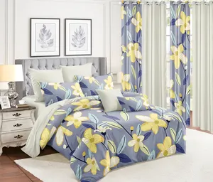 Printed Microfiber Bedding Set Comforter Set With Matching Curtains Cheap Price Room Set