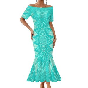 Abito Puletasi con Design Tribale Polinesiano Samoano, Trendy, Casual, Sexy, Aderente, con Spalle Scoperte e Gonna a Sirena, MOQ 1 Pezzo - Product Image 4