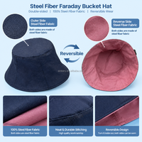 Topi Bucket Bordir Logo Kustom, Pelindung Radiasi Faraday, Topi Bucket Bertepi Lebar dengan Kain Serat Baja untuk Perjalanan Luar Ruangan